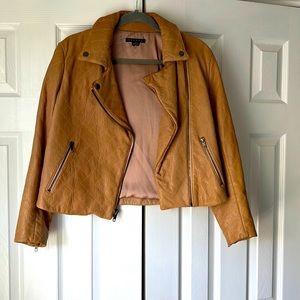 Theory tan leather jacket